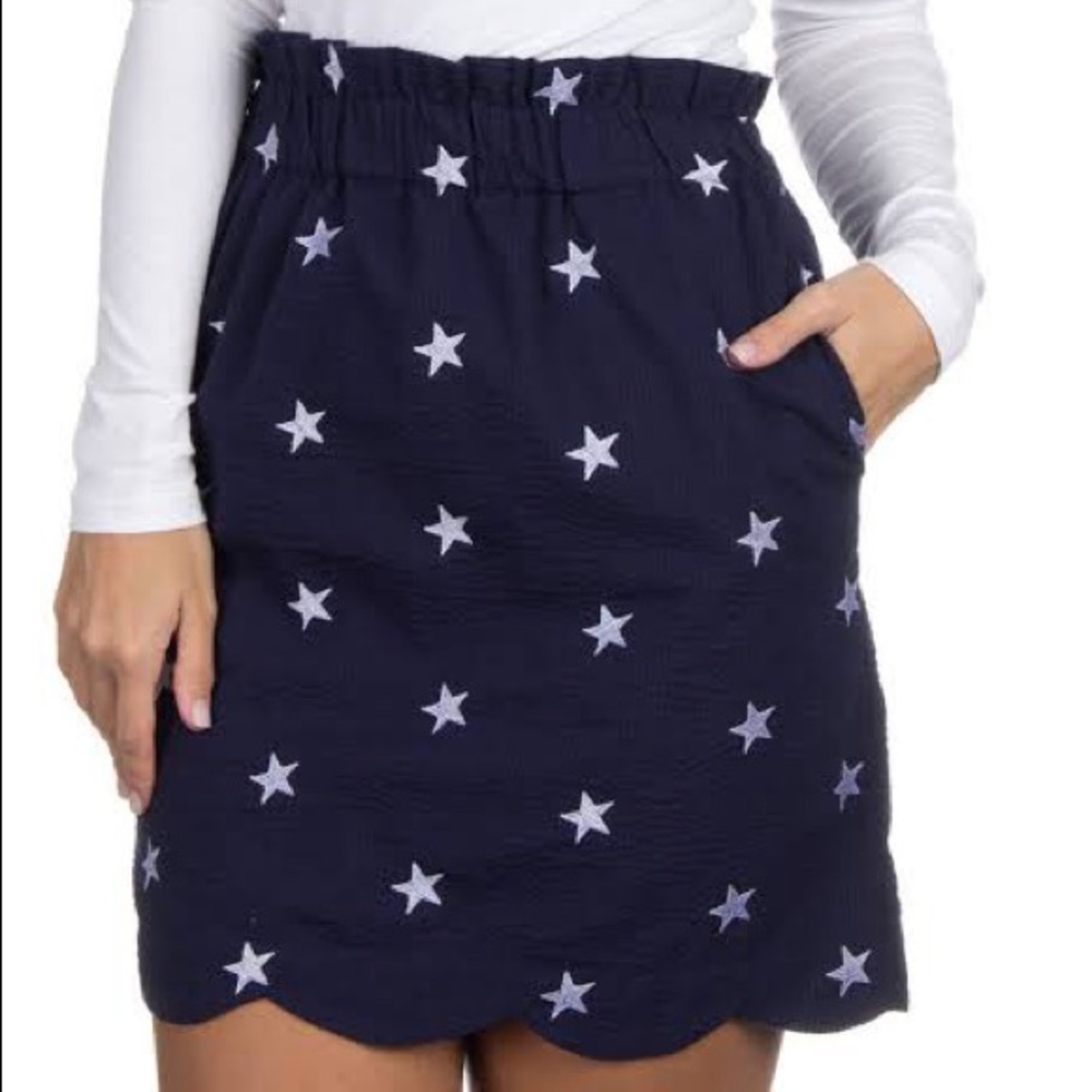Lauren James Seersucker Peplum Flag Skirt